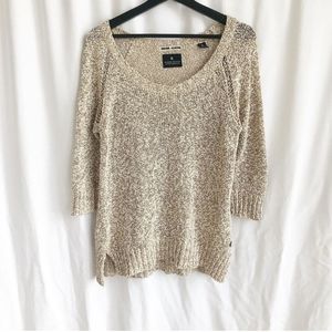 Maison Scotch tan and white 3/4 sleeve knit
